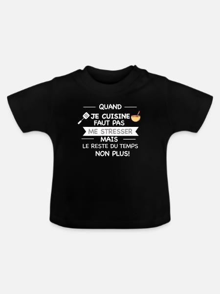 Humorvolle Küchenschürze - Baby Bio-T-Shirt mit Rundhals - Schwarz