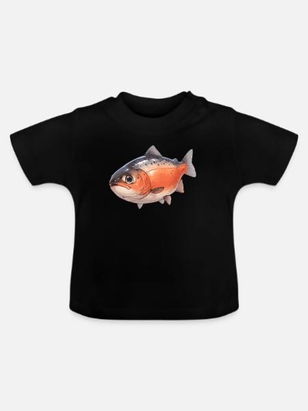 Lachse Lachs - Baby Bio-T-Shirt mit Rundhals - Schwarz