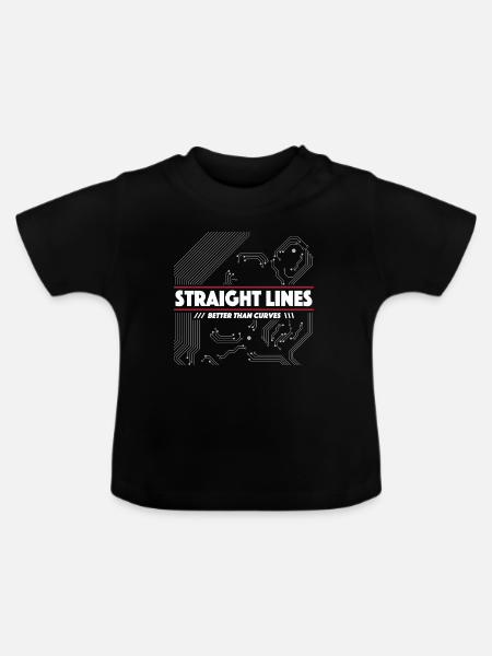 Gerade Linien statt Kurven - Baby Bio-T-Shirt mit Rundhals - Schwarz