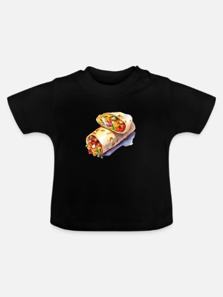 Bunter Gemüse-Wrap Illustration - Baby Bio-T-Shirt mit Rundhals - Schwarz
