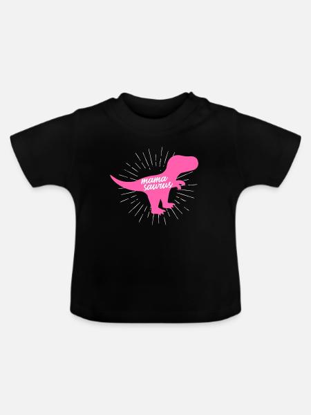 Mamasaurus T-Rex Dinosaurier Pink Silhouette Geschenk - Baby Bio-T-Shirt mit Rundhals - Schwarz