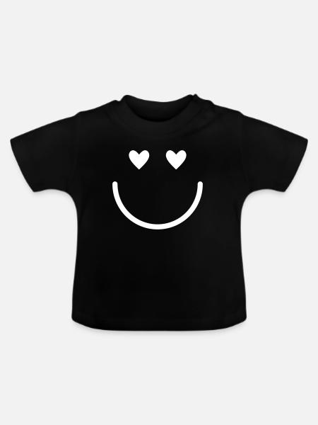 Smiley. Minimal. Positiv. - Baby Bio-T-Shirt mit Rundhals - Schwarz