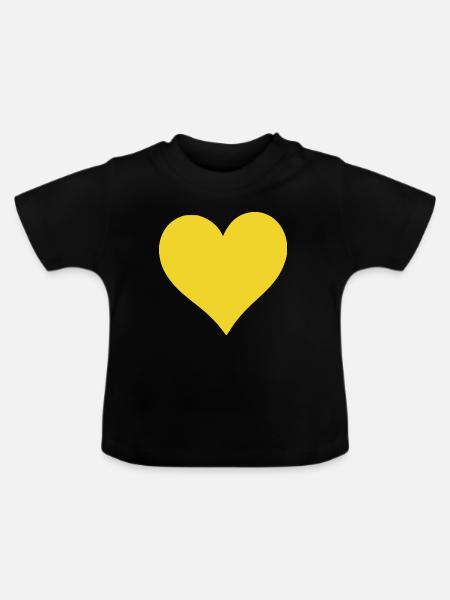 gelbes Herz gelb  Geschenk  - Baby Bio-T-Shirt mit Rundhals - Schwarz