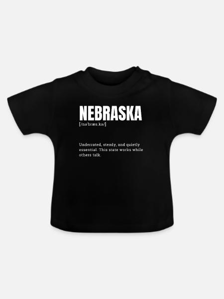 Nebraska Bold Typo Emblem - Baby Bio-T-Shirt mit Rundhals - Schwarz