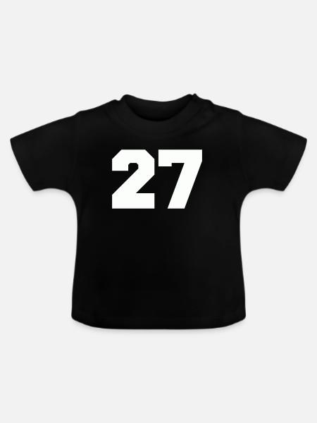 Zahl 27  - Baby Bio-T-Shirt mit Rundhals - Schwarz