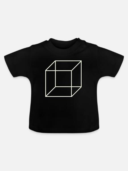 Geometrischer Drahtwürfel - Baby Bio-T-Shirt mit Rundhals - Schwarz