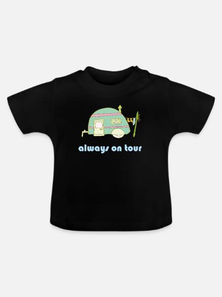 Always on Tour Retro-Wohnwagen - Baby Bio-T-Shirt mit Rundhals - Schwarz