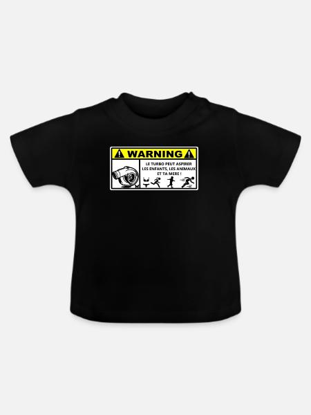 Warnung - Baby Bio-T-Shirt mit Rundhals - Schwarz