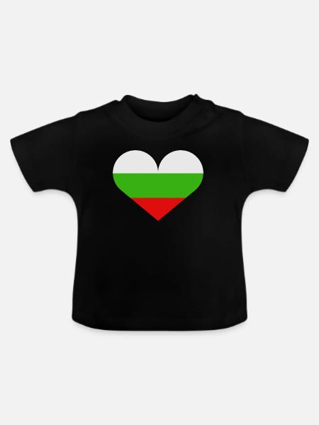 Bulgarische herzförmige Flagge - Baby Bio-T-Shirt mit Rundhals - Schwarz
