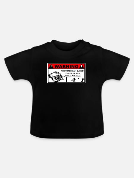 Turbo-Warnung angezeigt - Baby Bio-T-Shirt mit Rundhals - Schwarz