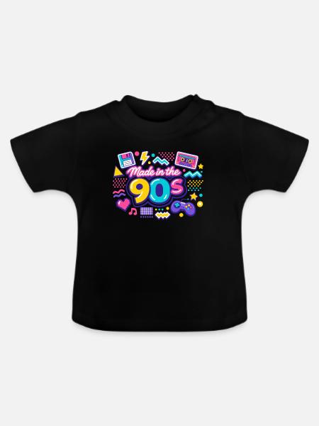 made in the 90s - Baby Bio-T-Shirt mit Rundhals - Schwarz