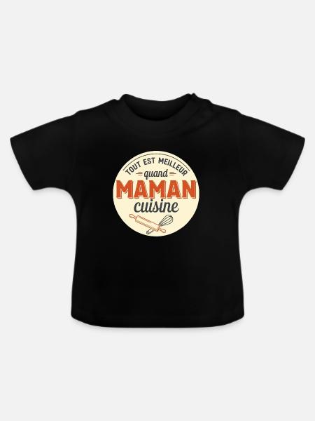 Geschenk für Mama Mama Küche - Baby Bio-T-Shirt mit Rundhals - Schwarz