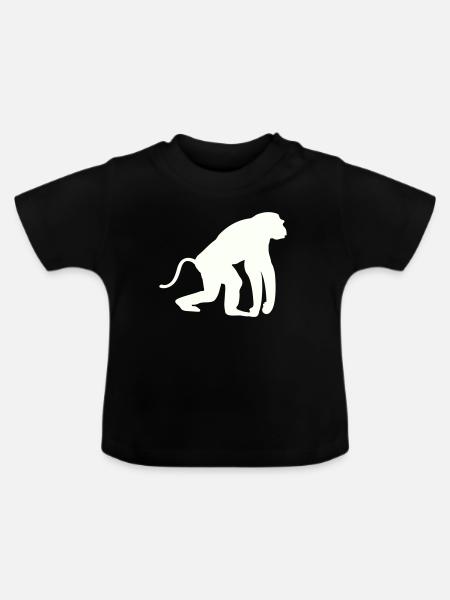 Affe Silhouette - Baby Bio-T-Shirt mit Rundhals - Schwarz