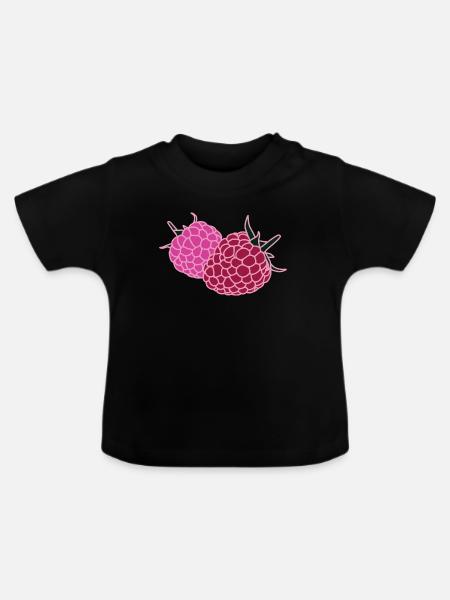 Raspberry Duo Pop Art - Baby Bio-T-Shirt mit Rundhals - Schwarz