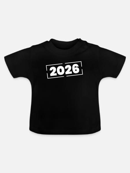 2026 Stempel Jahr - Baby Bio-T-Shirt mit Rundhals - Schwarz
