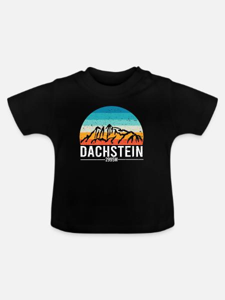 Dachstein Ramsau Österreich Retro Sunset - Baby Bio-T-Shirt mit Rundhals - Schwarz