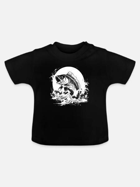 Fischerei Zeichnung - Baby Bio-T-Shirt mit Rundhals - Schwarz