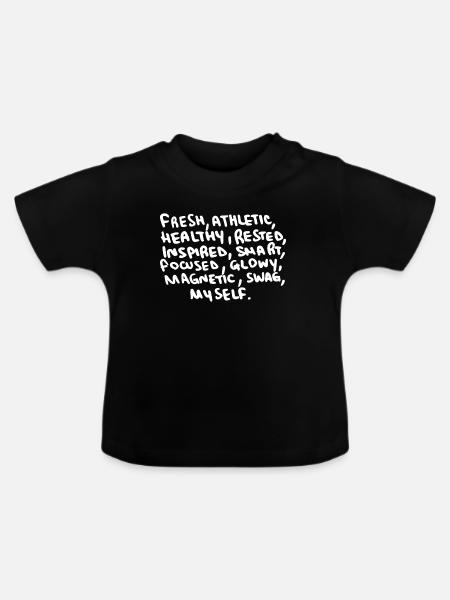 fresh, athletic, healthy, rested, inspired, smart - Baby Bio-T-Shirt mit Rundhals - Schwarz