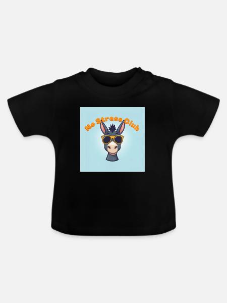 Stressfreier Club Esel - Baby Bio-T-Shirt mit Rundhals - Schwarz