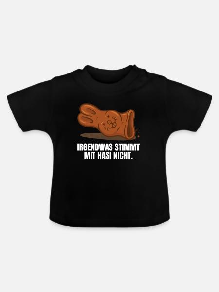 Schokoladenhase Ostern - Baby Bio-T-Shirt mit Rundhals - Schwarz