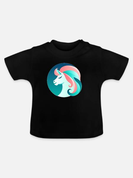 Neon Einhorn Traumbild - Baby Bio-T-Shirt mit Rundhals - Schwarz