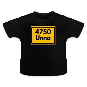 OLD POSTCODE POSTCODE RETRO 4750 UNNA - Baby Organic T-Shirt with Round Neck - black - Front