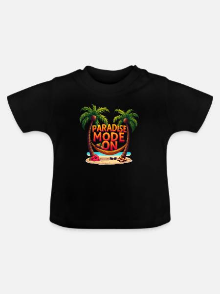 Paradise Mode On - Baby Bio-T-Shirt mit Rundhals - Schwarz