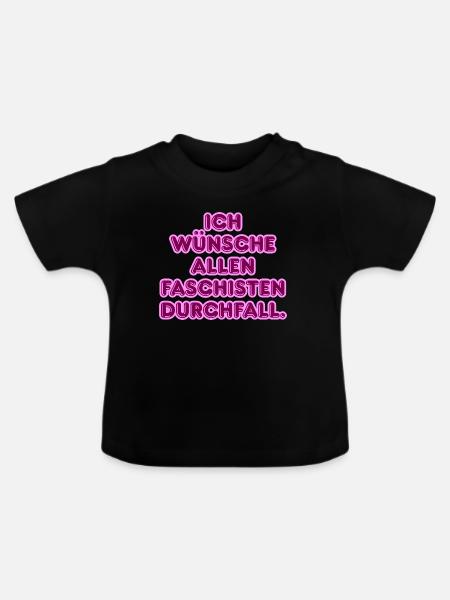 Gegen Faschisten Pink Protest - Baby Bio-T-Shirt mit Rundhals - Schwarz