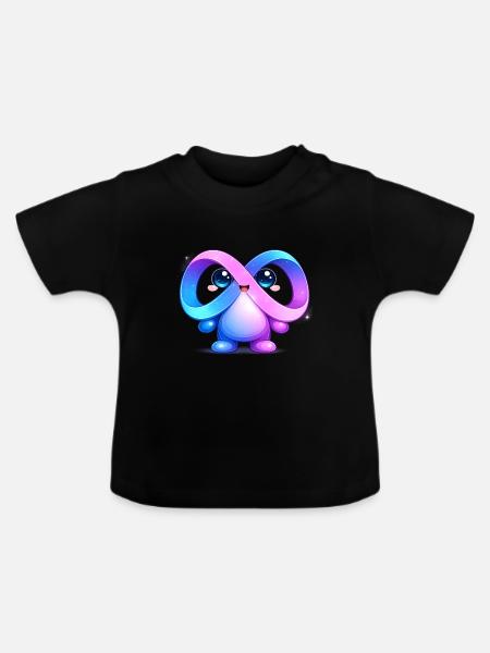 Niedlicher Meta-Infinity-Maskottchen-Aufkleber - Baby Bio-T-Shirt mit Rundhals - Schwarz