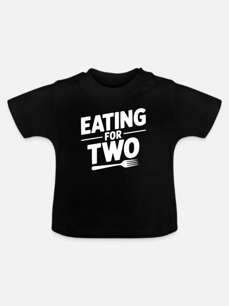 Essen für zwei - Baby Bio-T-Shirt mit Rundhals - Schwarz