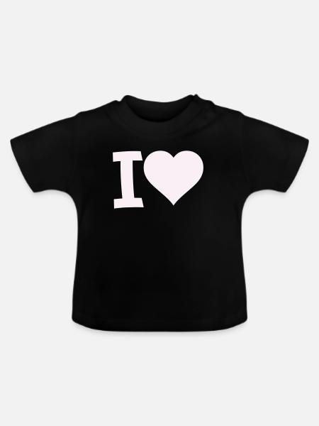 I Liebe Herz Motiv - Baby Bio-T-Shirt mit Rundhals - Schwarz
