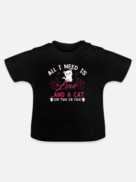 Cat Love - Baby Bio-T-Shirt mit Rundhals - Schwarz
