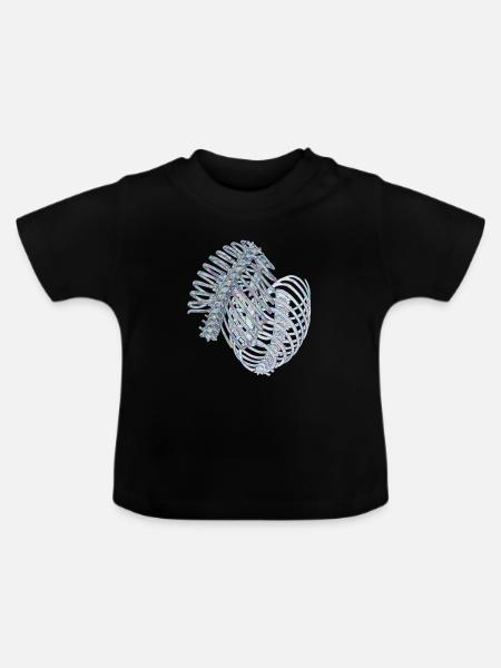 Irisierende Rippen in Spiralform - Baby Bio-T-Shirt mit Rundhals - Schwarz