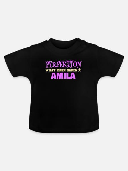 Frauenname Amila - Baby Bio-T-Shirt mit Rundhals - Schwarz