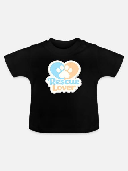 Rescue Lover Pfotenherz - Baby Bio-T-Shirt mit Rundhals - Schwarz