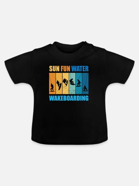 Sonne, Spass, Wasser, Wakeboarden - Baby Bio-T-Shirt mit Rundhals - Schwarz