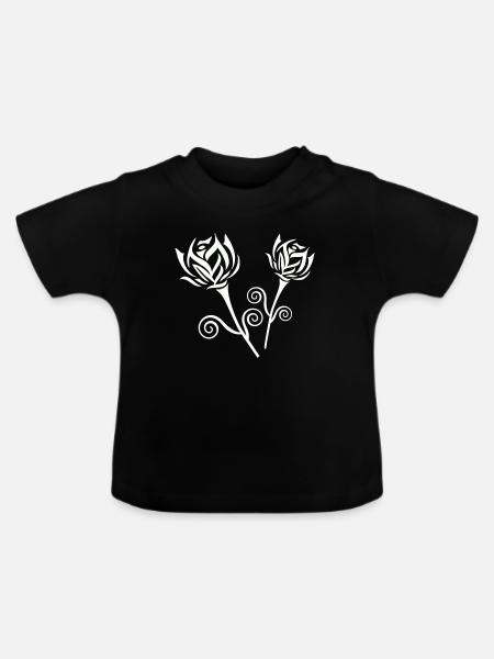 roses - Baby Bio-T-Shirt mit Rundhals - Schwarz