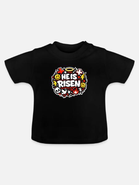 he is risen - Baby Bio-T-Shirt mit Rundhals - Schwarz