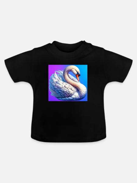 Schwan - Baby Bio-T-Shirt mit Rundhals - Schwarz