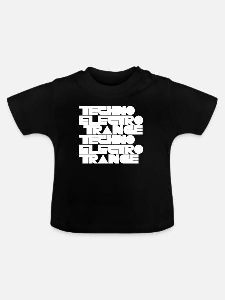 Techno Electro Trance Musik - Baby Bio-T-Shirt mit Rundhals - Schwarz