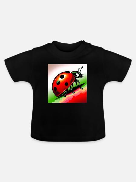 Marienkäfer - Baby Bio-T-Shirt mit Rundhals - Schwarz