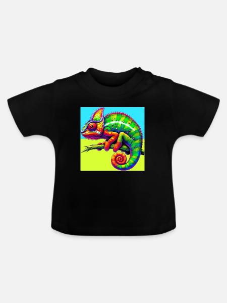 Chamäleon - Baby Bio-T-Shirt mit Rundhals - Schwarz