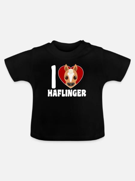 Ich liebe Haflinger - Herz - Baby Bio-T-Shirt mit Rundhals - Schwarz