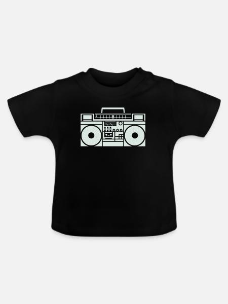 Ghettoblaster Boombox Silhouette - Baby Bio-T-Shirt mit Rundhals - Schwarz
