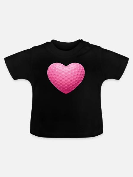 Pink Heart Golfball-Textur - Baby Bio-T-Shirt mit Rundhals - Schwarz