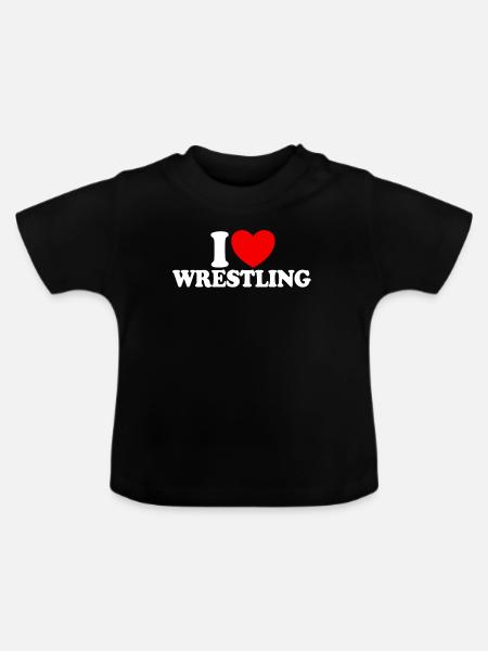 Ich liebe Wrestling - Baby Bio-T-Shirt mit Rundhals - Schwarz