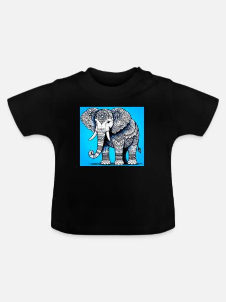 Elefant - Baby Bio-T-Shirt mit Rundhals - Schwarz