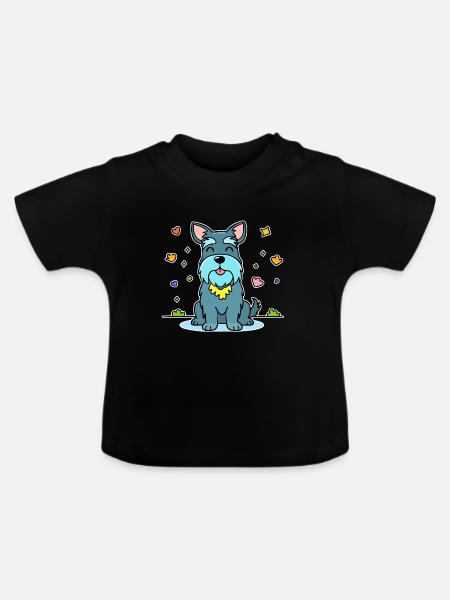 Zwergschnauzer (Comic) - Baby Bio-T-Shirt mit Rundhals - Schwarz