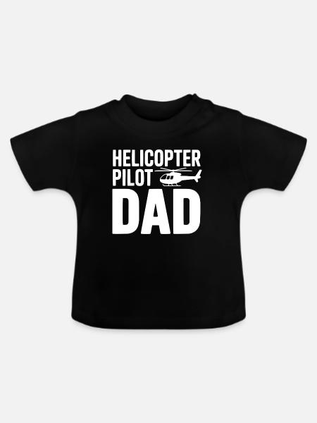 Hubschrauberpilot-Vater - Baby Bio-T-Shirt mit Rundhals - Schwarz