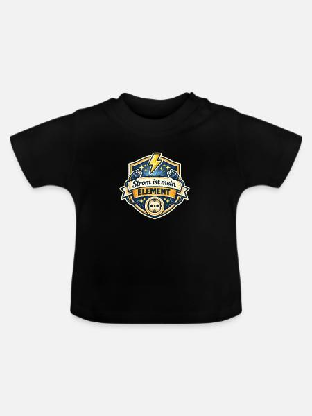 Strom ist mein Element - Baby Bio-T-Shirt mit Rundhals - Schwarz